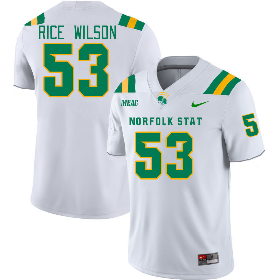 Men-Youth #53 Javari Rice-Wilson Norfolk State Spartans 2023 College Football Jerseys Stitched-White